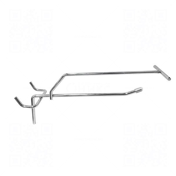 Крючок для перфорации, одинарный с ценикодержателем 5мм L-200мм, хром-цинк