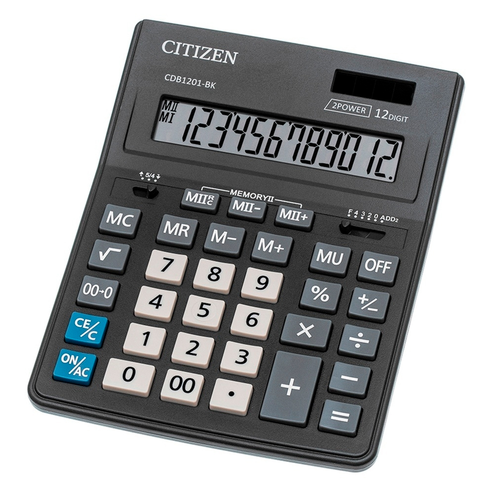 Калькулятор настольный Citizen Business Line CDB1201-BK, 12 разрядов, двойное питание, 155*205*35мм, черный