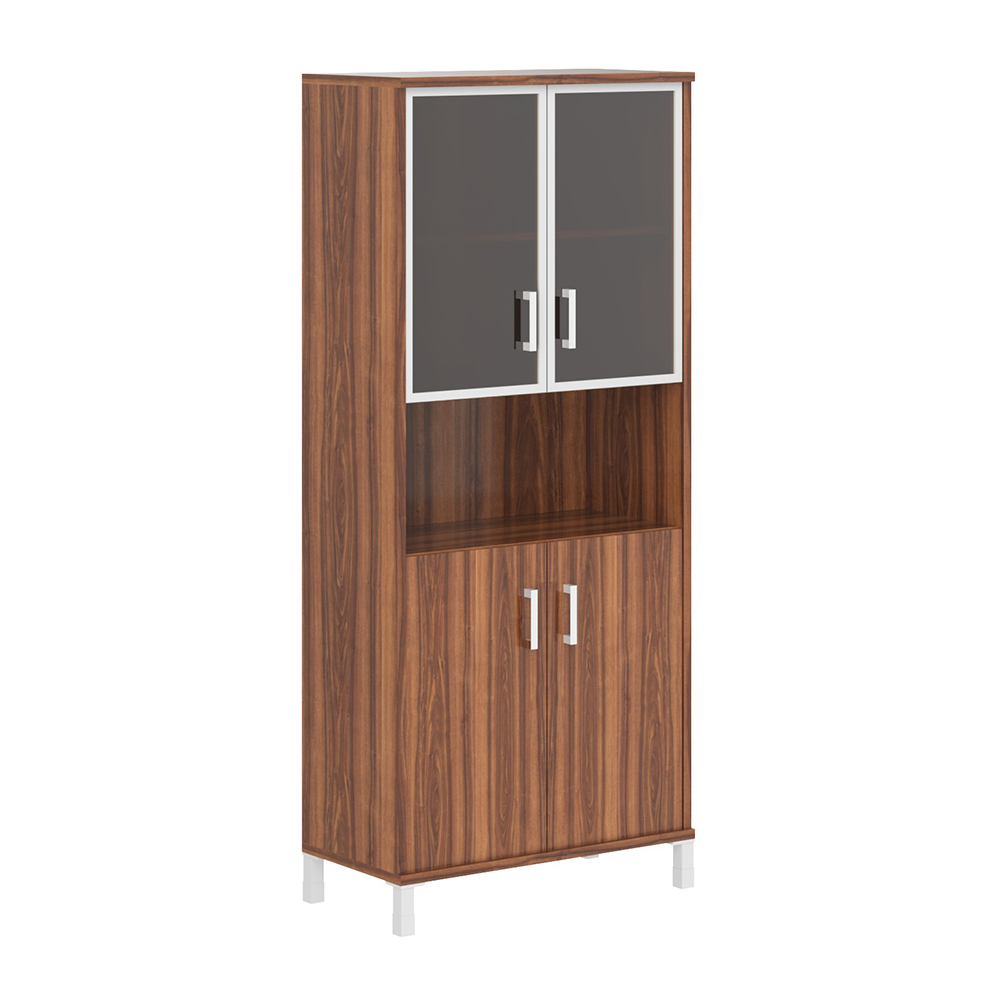 Шкаф высокий с малыми стеклянными дверьми в AL-рамке и глухими B 430.9  900х450х2054 BORN (НАБОР)
