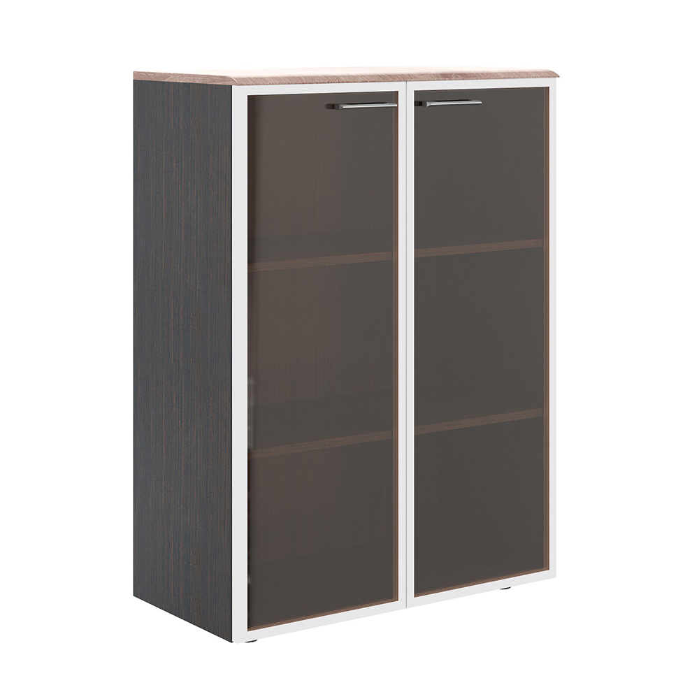 Шкаф со стеклянными дверьми в алюминевой рамке с топом WMC 85.7  856х432х1184 WAVE (НАБОР)