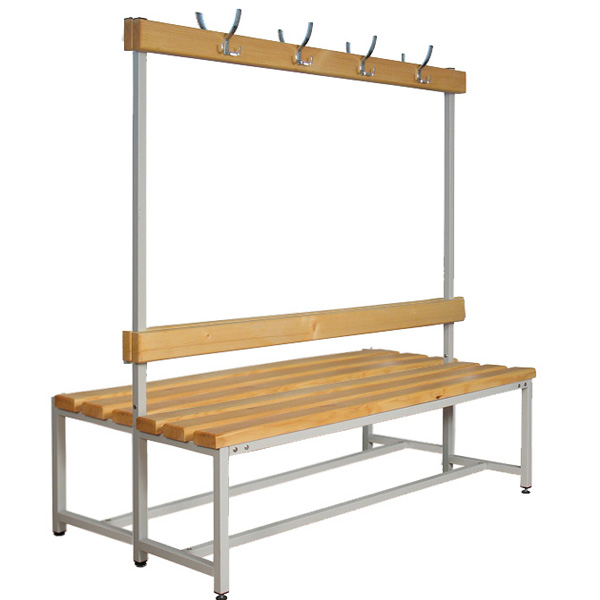 Скамья СК-2В-1000Ш двойная, с крючками, с полкой, сосна