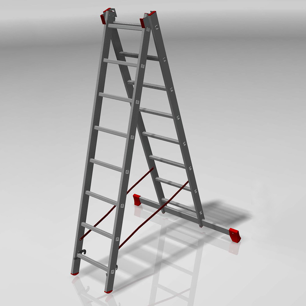 Лестница двухсекционная 2x8 ступеней, NV3220, 3,05м. алюминиевая