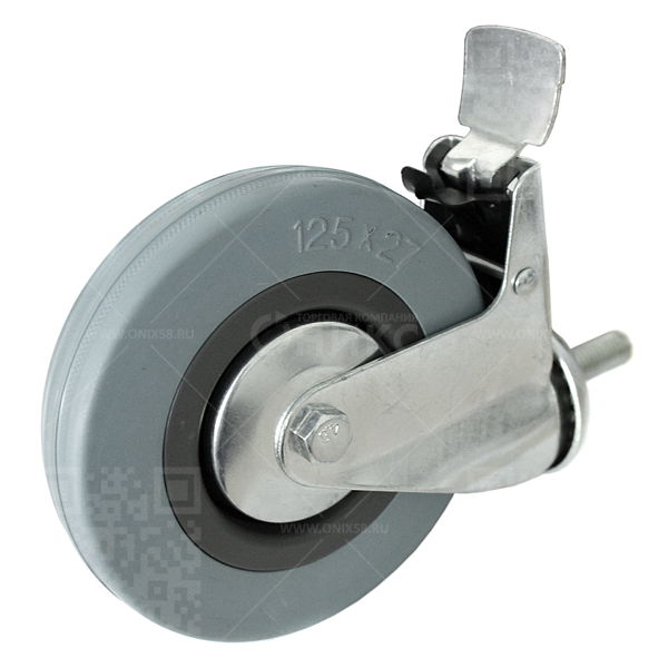 Колесная опора d125 болтовое крепление с тормозом SCtgb 55 серая резина г\п 100 кг (20)