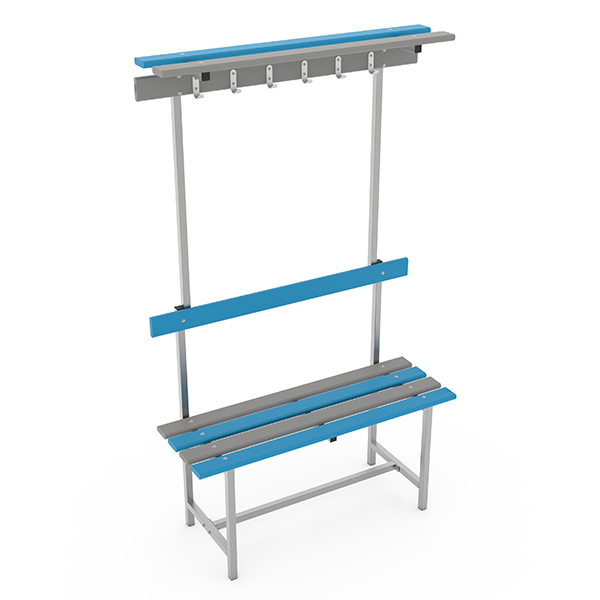 Скамья СВТ-7П, с крючками, с полкой 1000мм. пластик  арт. 12057