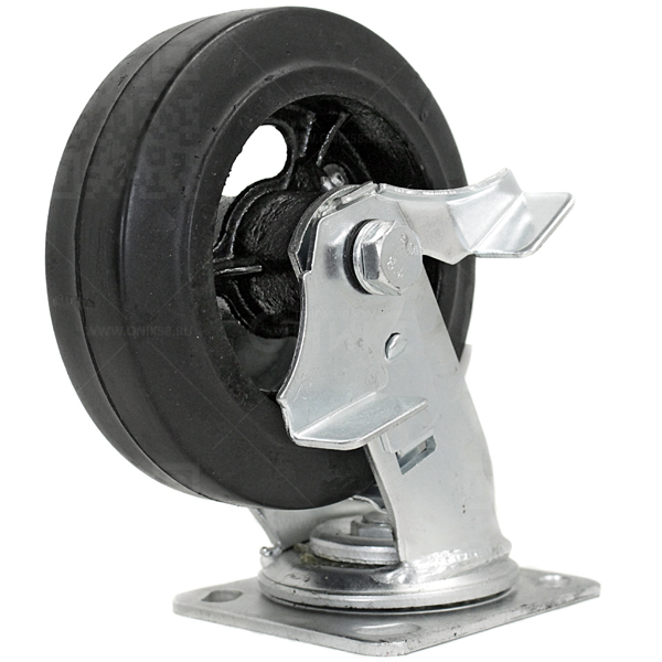 Колесная опора d200 поворотное c тормозом, чугун. обод, резина SCDB 80 г\п 280 кг (6)