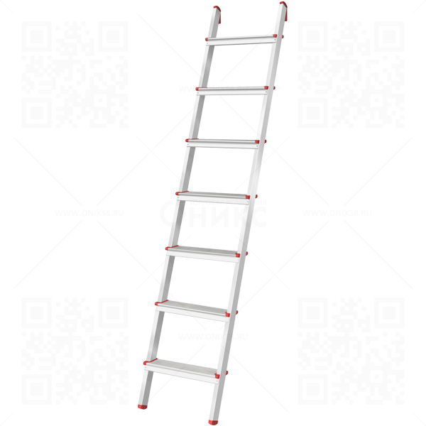 Лестница односекционная 7 широких ступеней, NV3170, 2,05м. до 150кг. алюминиевая