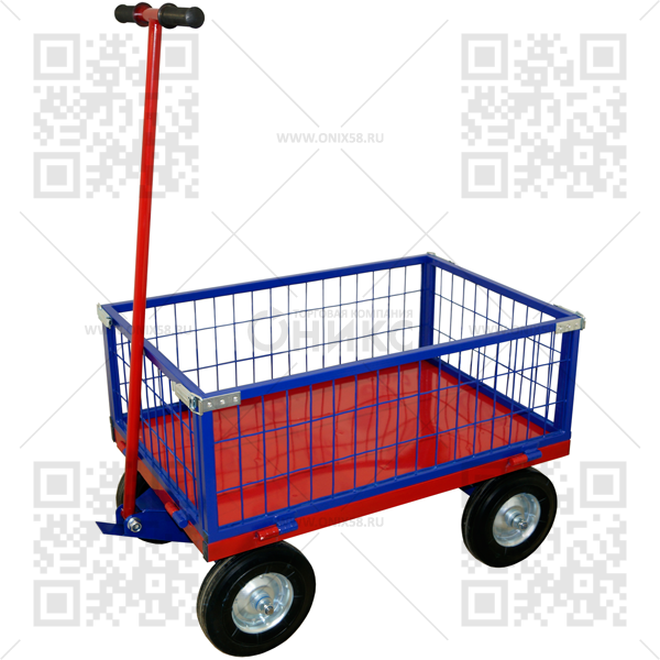 Тележка платформенная ТПОБ 7С с поворотной осью,борт 800*1400 колеса d 250 литая резина EW 1903
