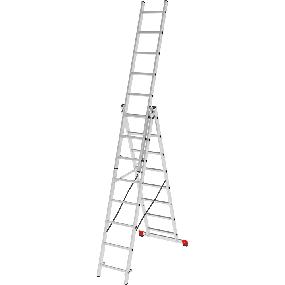 Лестница трехсекционная 3x8 ступеней, NV2230, 4,73м. алюминиевая