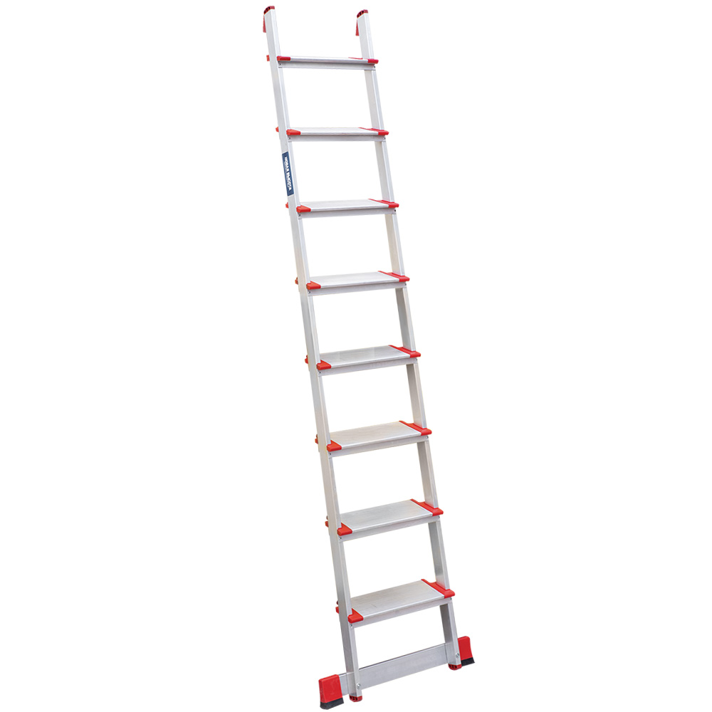 Лестница односекционная 8 широких ступеней, NV3217, 2,32м. до 150кг. алюминиевая