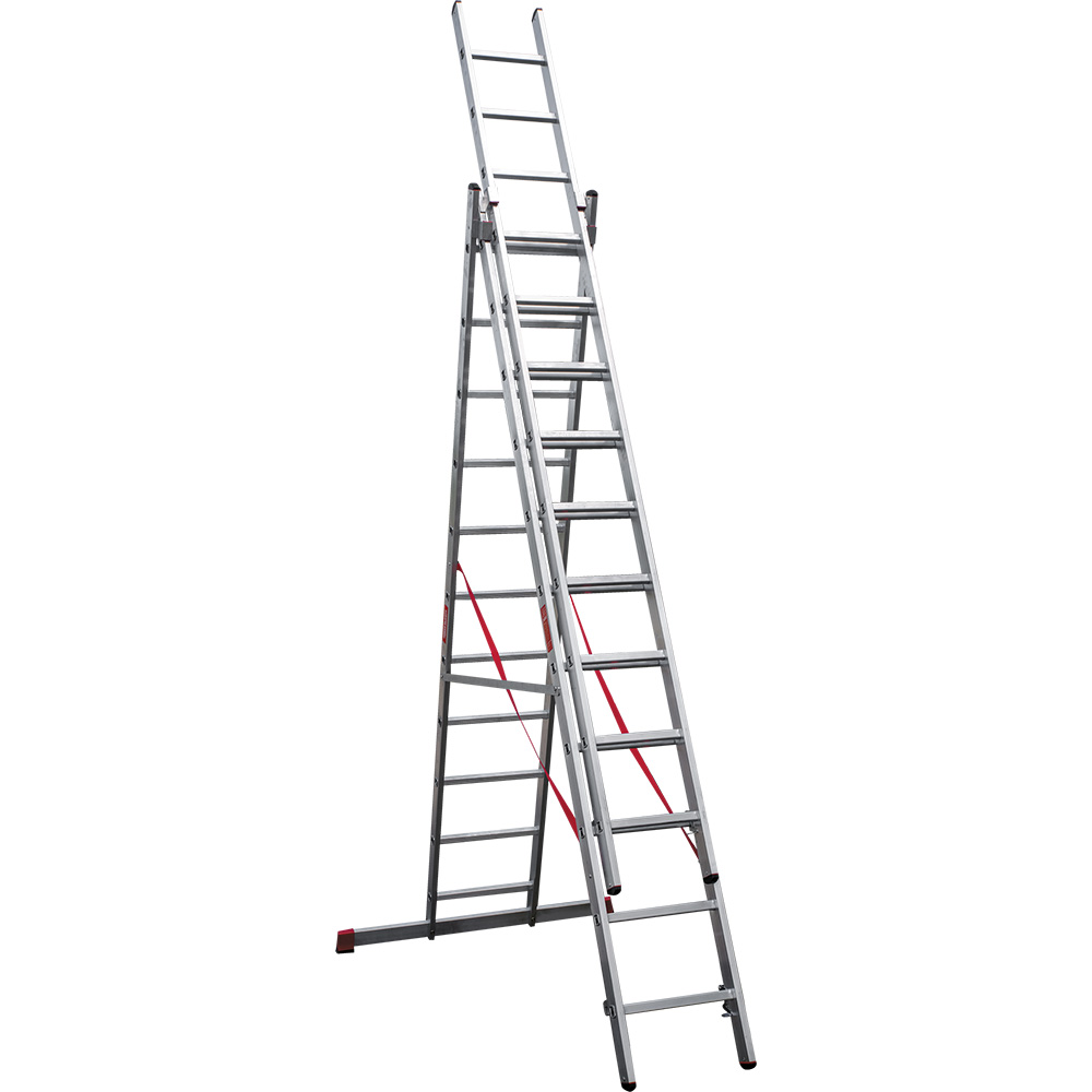 Лестница трехсекционная 3x11 ступеней, NV3230, 6,58м. алюминиевая