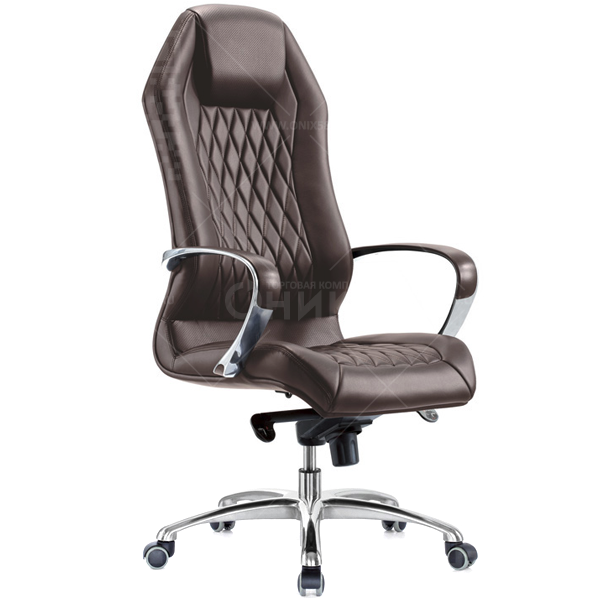 Кресло руководителя Бюрократ AURA/BROWN коричневый кожа крестовина алюминий
