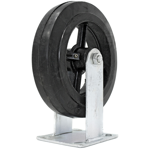 Колесная опора d200 неповоротное чугун. обод, резина FCD 80 г\п 280 кг (6)