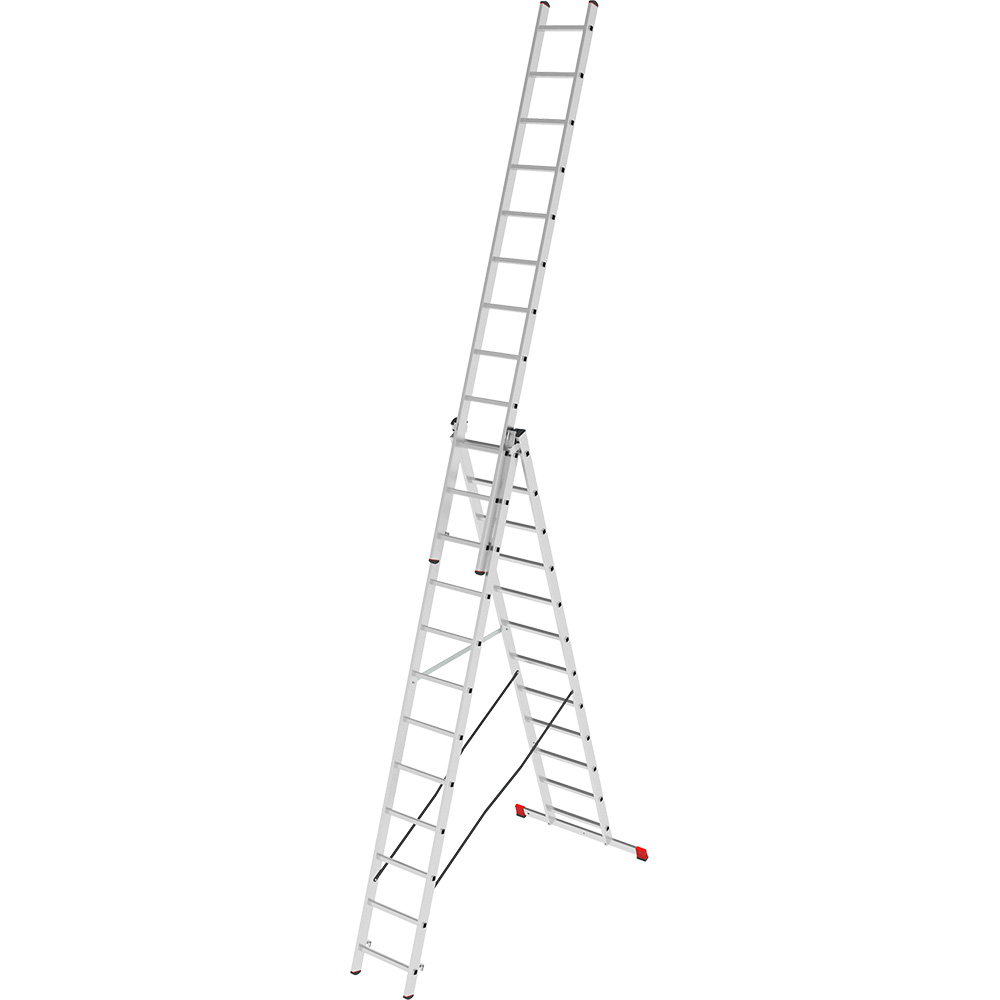 Лестница трехсекционная 3x12 ступеней, NV2230, 7,87м. алюминиевая