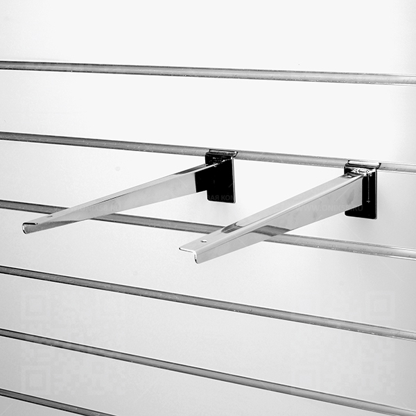 Кронштейн для полки ДСП+стекло (усиленный), длина 350мм, толщ.пластины 3мм, (левый+правый) хром A095 