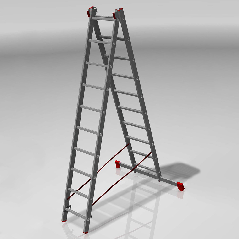 Лестница двухсекционная 2x10 ступеней, NV3220, 4,05м. алюминиевая