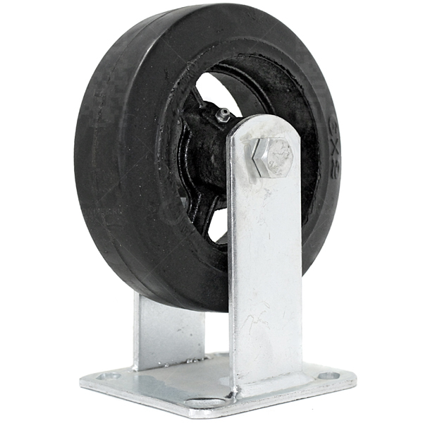 Колесная опора d150 неповоротное чугун. обод, резина FCD 63 г\п 230 кг (8)