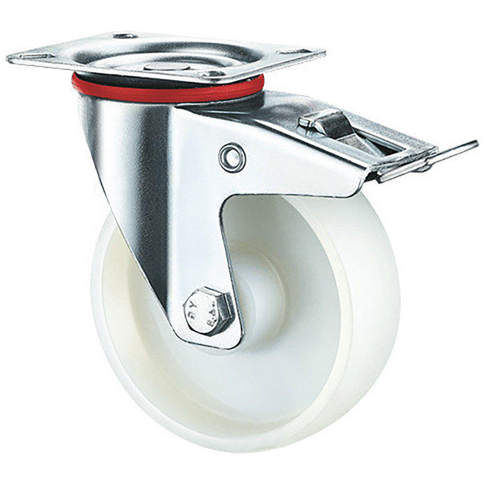 Колесная опора d125 поворотное с тормозом нейлоновое SRCnb 55 (1123125) г\п 100 кг (28)