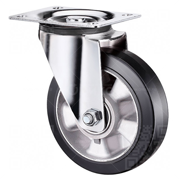 Колесная опора d200 поворотное, алюмин. обод, резина SCDL 80 HEAVY г\п 500 кг (8)