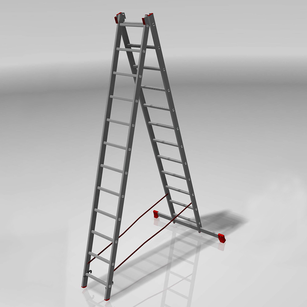 Лестница двухсекционная 2x12 ступеней, NV3220, 5,05м. алюминиевая