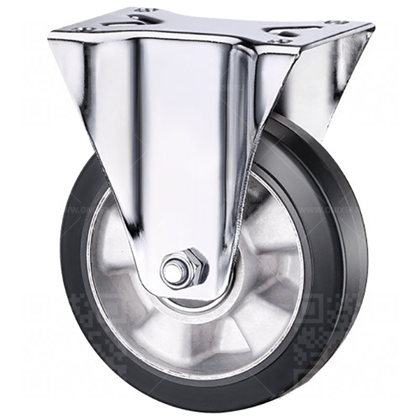 Колесная опора d150 неповоротное, алюмин. обод, резина FCDL 63 HEAVY г\п 430 кг (12)