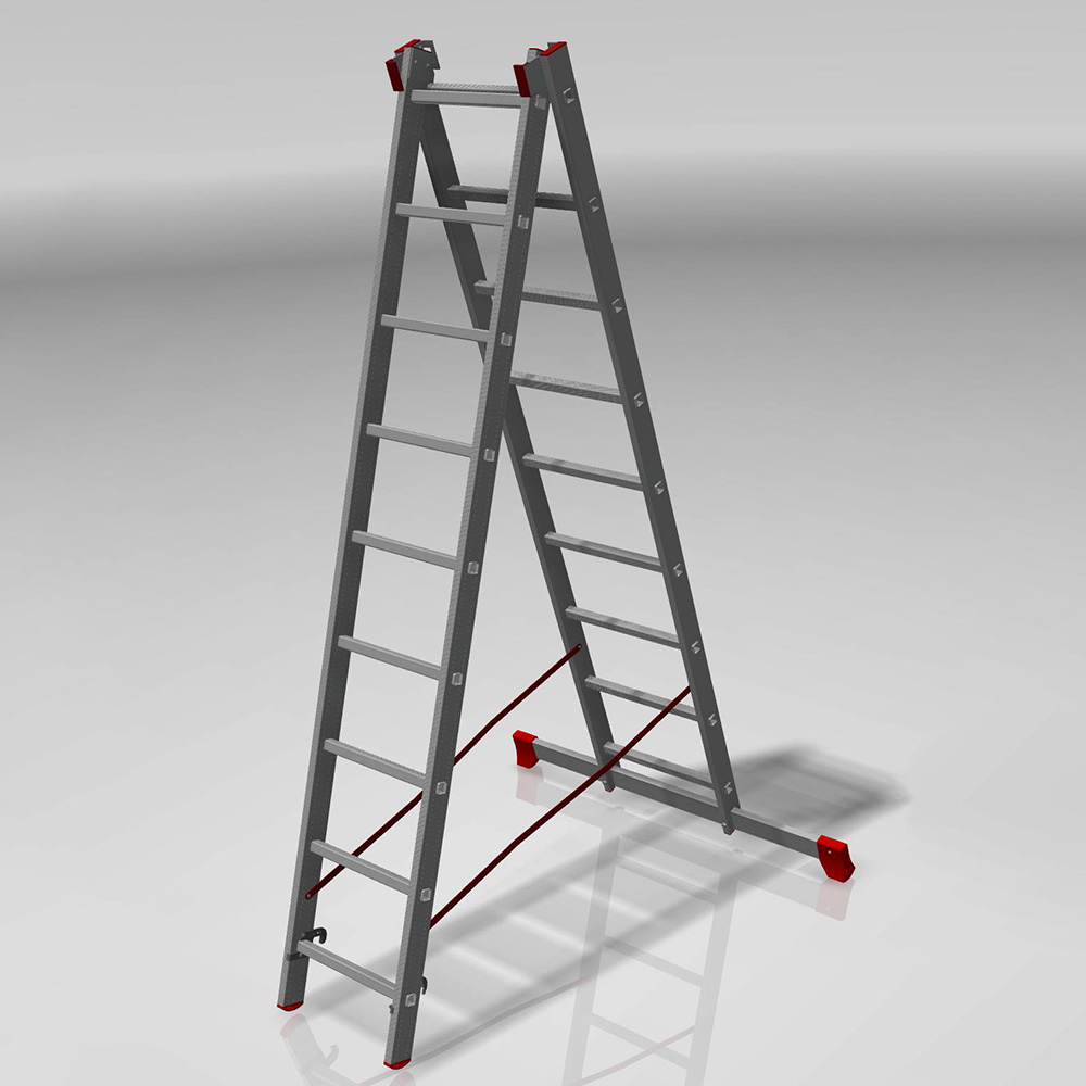 Лестница двухсекционная 2x9 ступеней, NV3220, 3,55м. алюминиевая