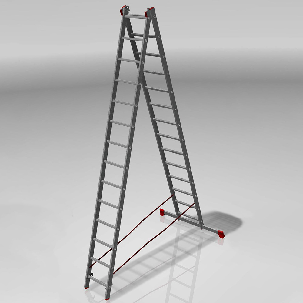 Лестница двухсекционная 2x14 ступеней, NV3220, 6,05м. алюминиевая