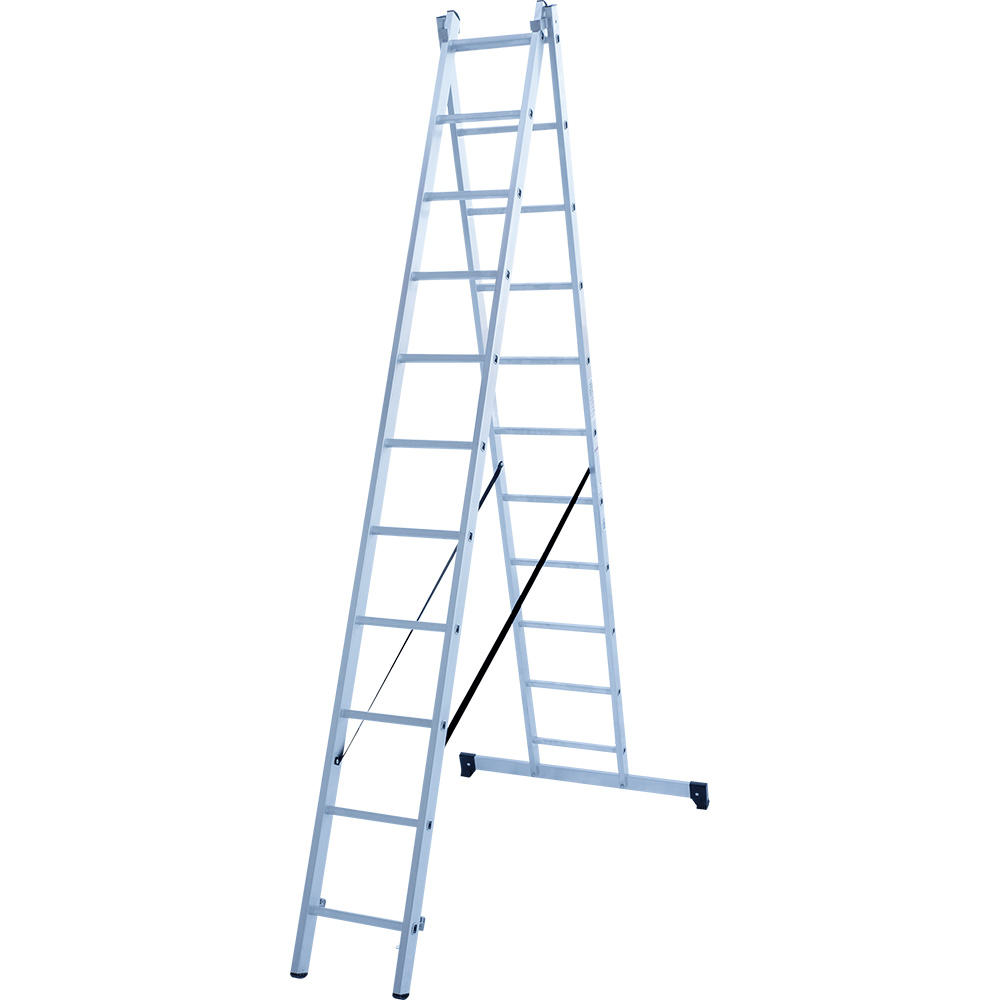 Лестница двухсекционная 2x11 ступеней, NV1220, 5,01м. алюминиевая