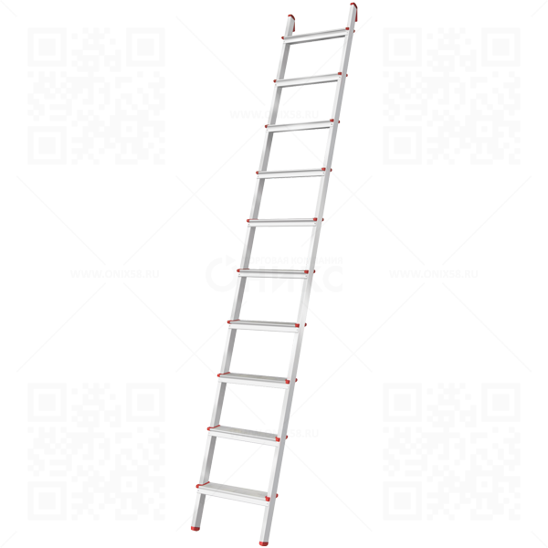 Лестница односекционная 10 широких ступеней, NV3170, 2,85м. до 150кг. алюминиевая