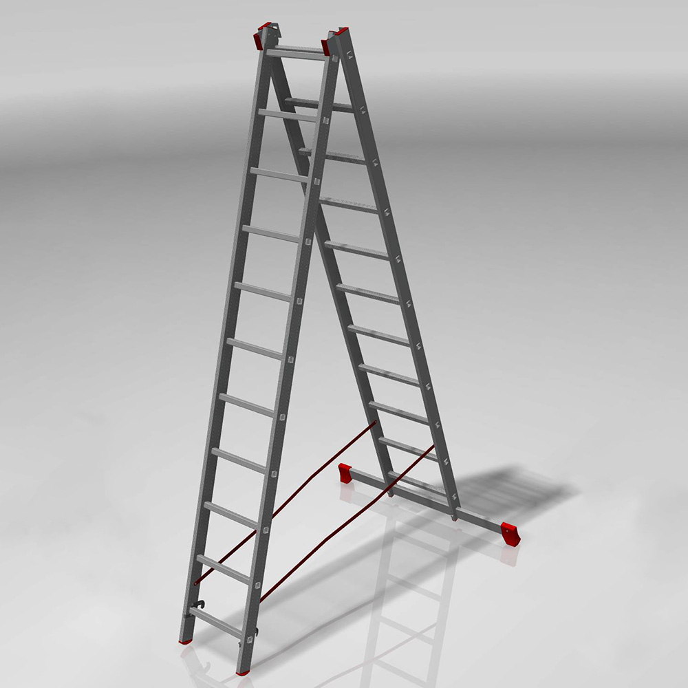 Лестница двухсекционная 2x11 ступеней, NV3220, 4,45м. алюминиевая