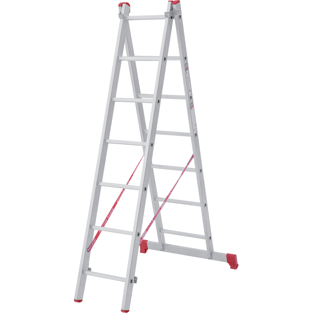 Лестница двухсекционная 2x7 ступеней, NV2220, 2,87м. алюминиевая
