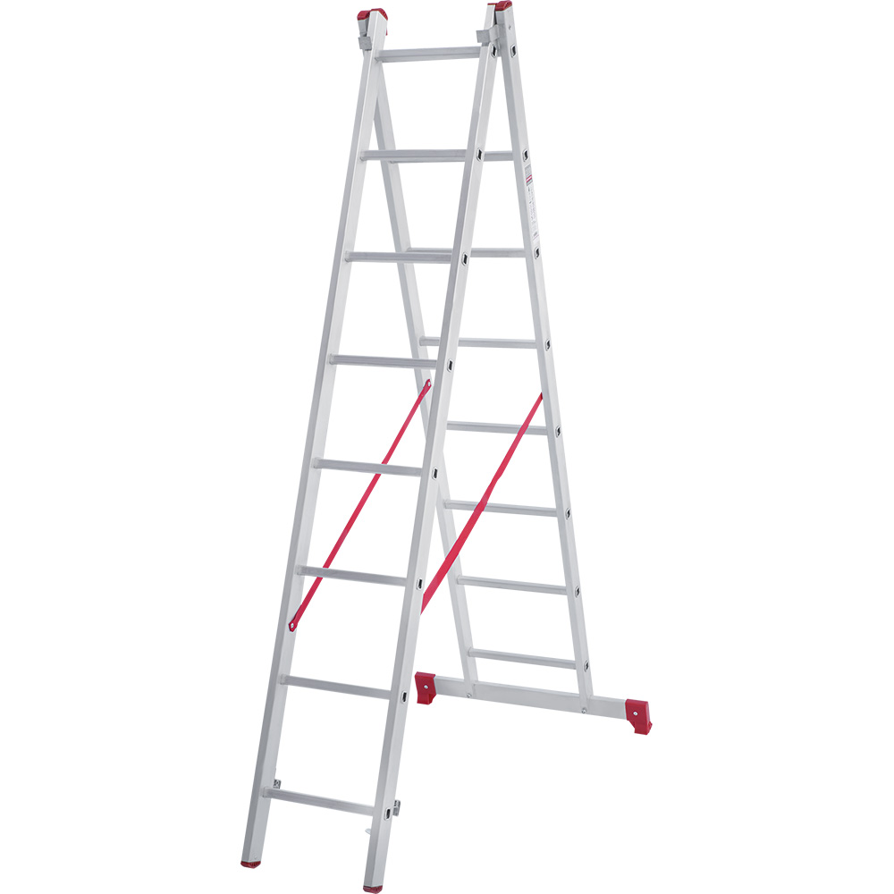 Лестница двухсекционная 2x8 ступеней, NV2220, 3,39м. алюминиевая