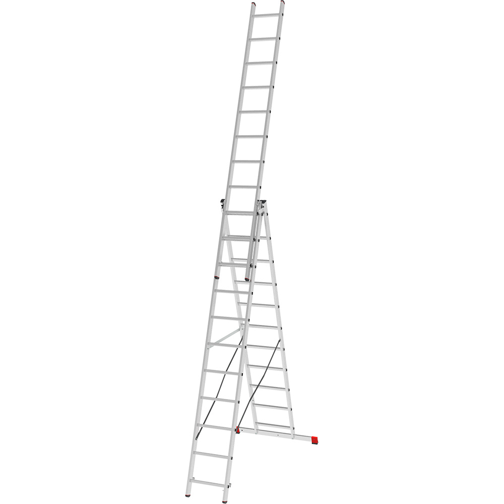 Лестница трехсекционная 3x11 ступеней, NV2230, 7,09м. алюминиевая