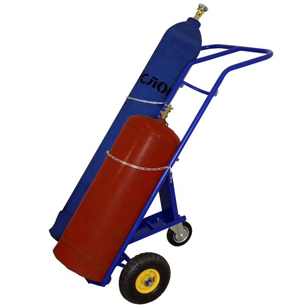 Тележка двухколесная КП 2 для 2 баллонов колеса D-250 пневмо красный обод PR 1804(20) + D-160