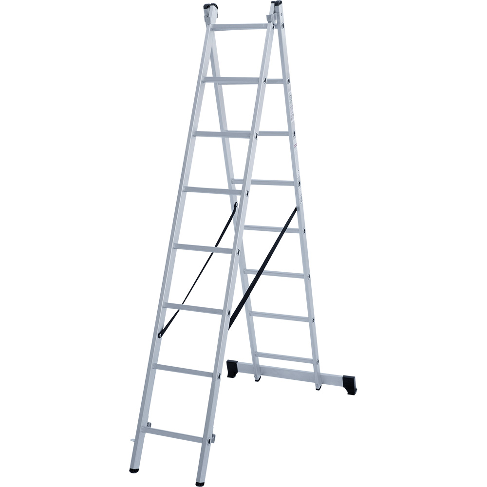 Лестница двухсекционная 2x8 ступеней, NV1220, 3,44м. алюминиевая