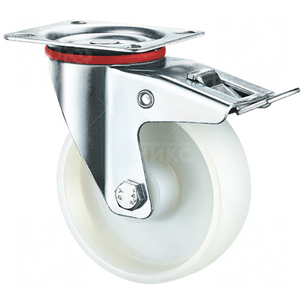 Колесная опора d195 поворотное с тормозом нейлоновое SRCnb 80  г\п 320 кг (8)