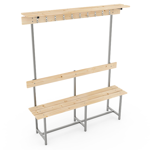 Скамья СВТ-9, с крючками, с полкой 2000мм. сосна  арт. 12023