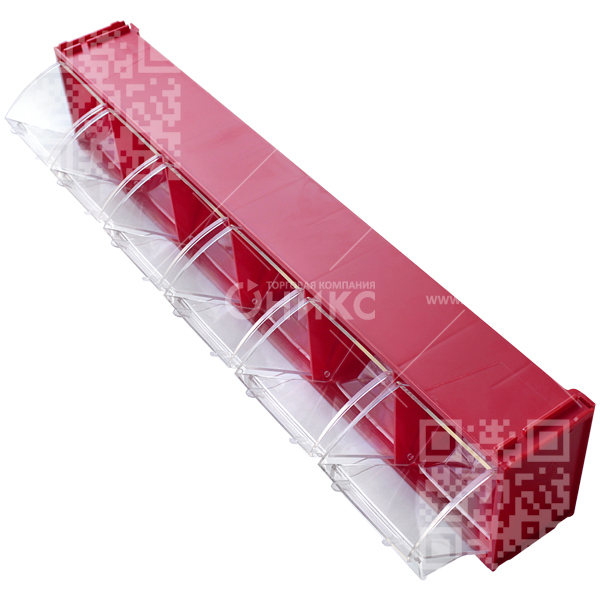 Короб Стелла F-600-6B 600*94*112, 6 ячеек красный/прозрачный