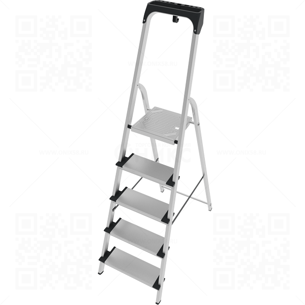 Стремянка 5 широких ступеней, NV1118 Новая высота, алюмин. с органайзером