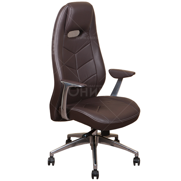 Кресло руководителя Бюрократ ZEN/BROWN коричневый кожа крестовина алюминий