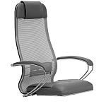 Каркас кресла МЕТТА В 1m 5/ K116 (Комплект 5) (Сетка X-2 светло-серая/ №724 кожа перф. серая)