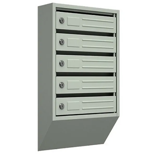 Почтовый ящик Стандарт 5 секции, серый, с замком