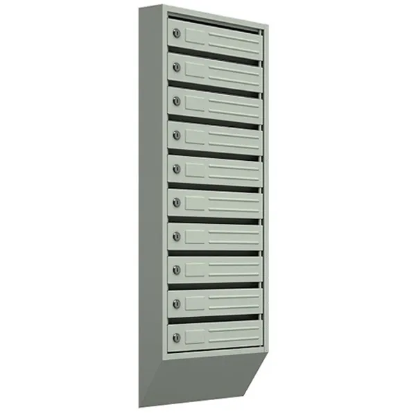 Почтовый ящик Стандарт 10 секции, серый, с замком