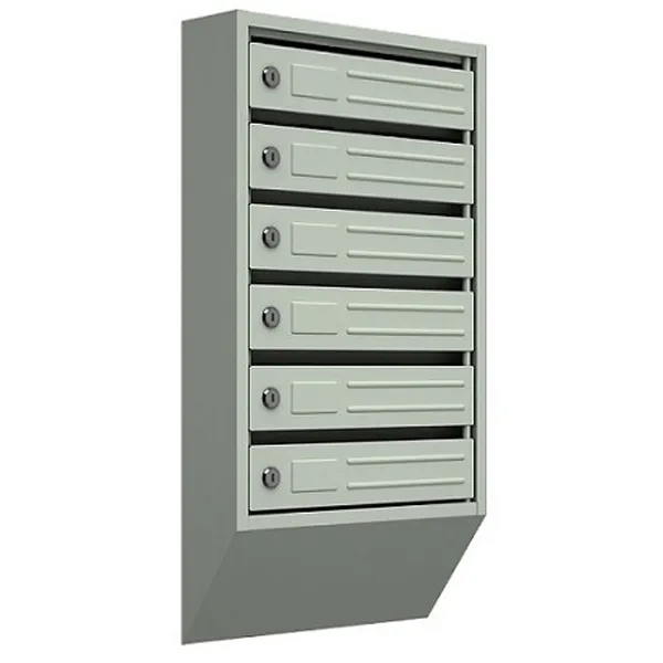 Почтовый ящик Стандарт 6 секции, серый, с замком