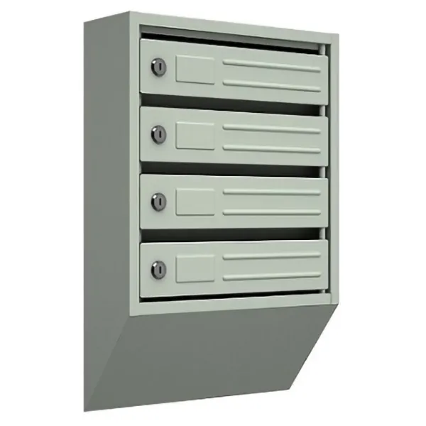 Почтовый ящик Стандарт 4 секции, серый, с замком